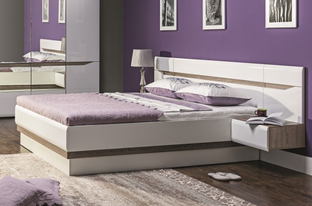 Dřevěná postel Leone 180x200 cm, dub, bílá