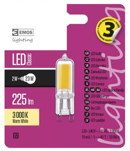 Emos ZQ9520 LED žiarovka Classic JC E 2W G9 teplá biela