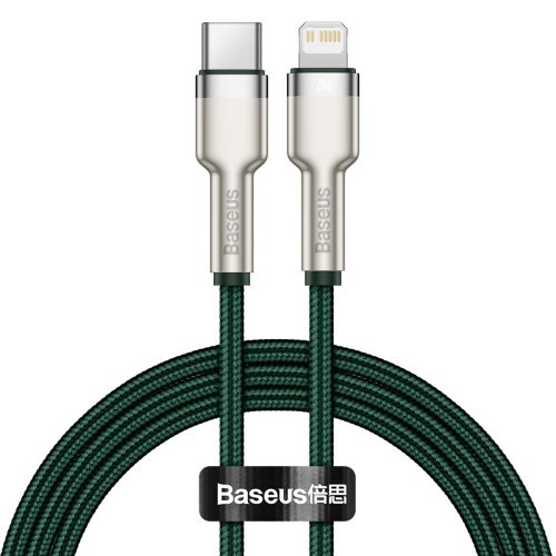 Kábel Baseus, Cafule, USB-C na Lightning, 20 W, 2 m, zelený