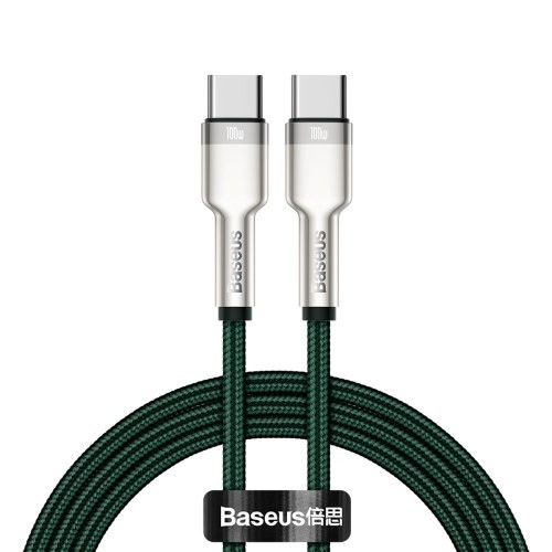 Kábel Baseus, Cafule, USB-C na USB-C, 100 W, 1 m, zelený