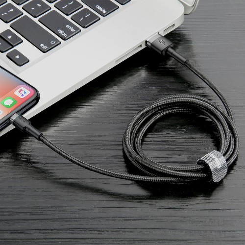 Kábel Baseus Cafule, USB na Lightning, 1,5 A, 2 m, sivý/čierny