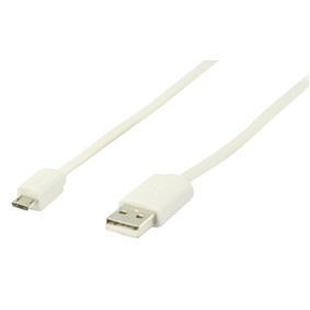 Kabel USB2.0 TYP A - MICRO USB TYP B, BÍLÝ - 1m
