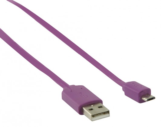 Kabel USB2.0 TYP A - MICRO USB TYP B, FIALOVÝ - 1m