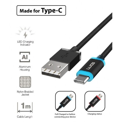 Kabel WG USB Typ C na USB, 1m, LED indikace nabíjení
