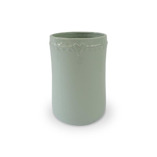 Keramická váza VK48 mátová se srdíčkem (23 cm)