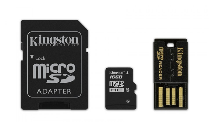 Kingston Micro SDHC 16GB Class 10 + adaptér, USB čtečka