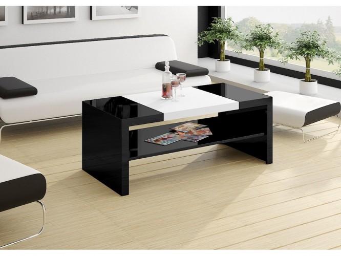 Konferenční stolek Duo (černá lesk+bílá lesk)