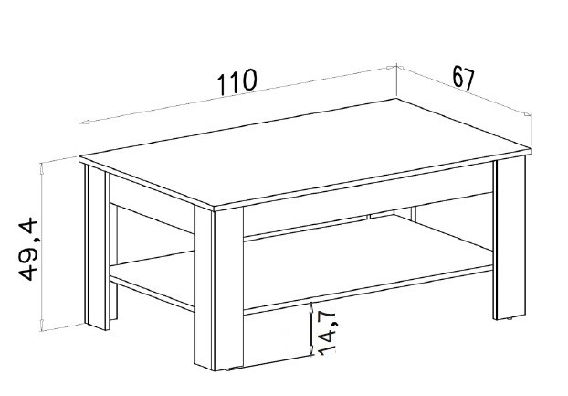 Konferenční stolek Nive - obdélník (dub sonoma) - II. jakost