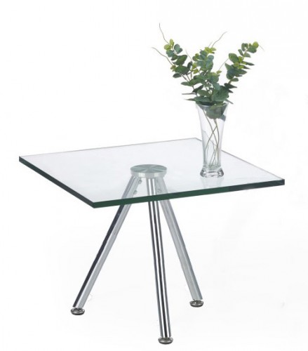 Konferenční stolek Solo - čtvercový, vyšší (transp. sklo, chrom)
