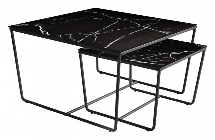 Konferenční stolek Stella - set 2 ks, stohovatelné (černá/černá)