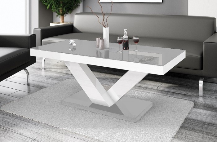 Konferenční stolek Victoria mini (šedá lesk+bílá lesk)