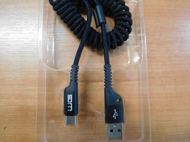 Kroucený kabel WG USB Typ C na USB, 1m, opletený, černá ROZBALENO