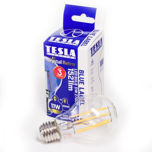 LED žiarovka Tesla CRYSTAL, E27, 11W, retro, teplá biela