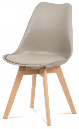 Lina - Jídelní židle latté, plast + eko kůže