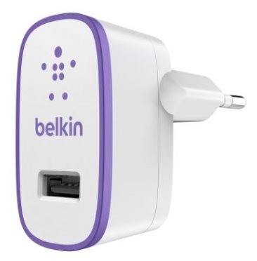 Nabíječka Belkin 1xUSB 2,1A, bílá/fialová