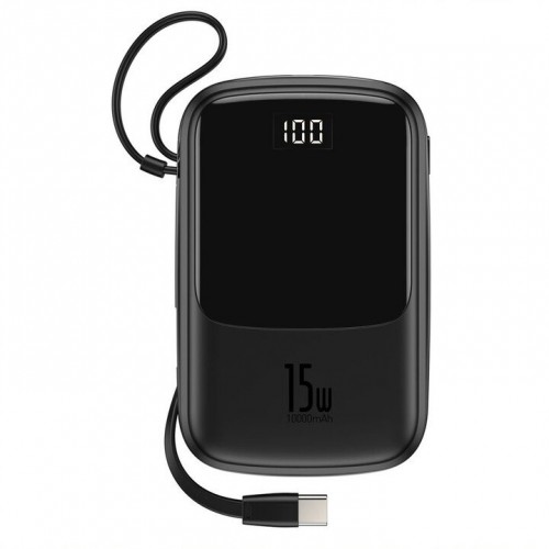 PowerBank Baseus, Qpow, 10 000 mAh s USB-C káblom, 3 A, čierna