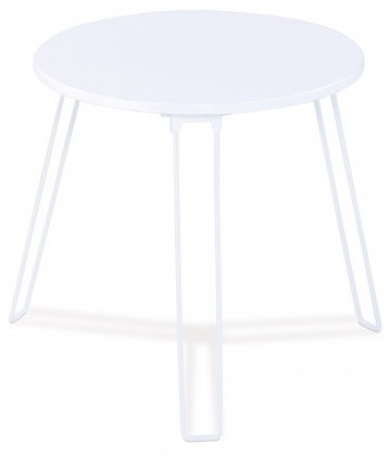 Přístavný stolek Mat - kulatý (bílá, kov)