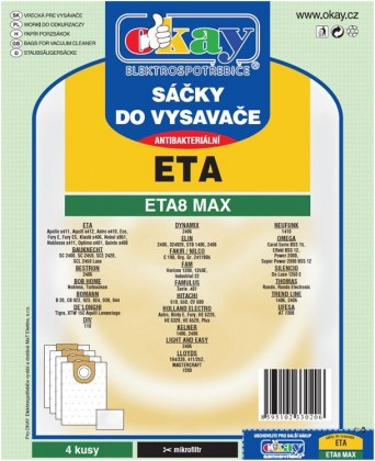 Sáčky do vysavače ETA 8 MAX antibakteriální 8ks