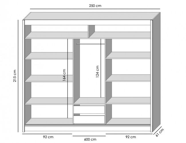 Šatní skříň Oslo - 250/215/61 (bílá) - II. jakost