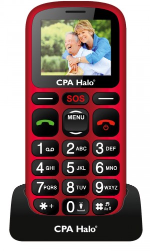 Tlačidlový telefón pre seniorov CPA Halo 16, červená