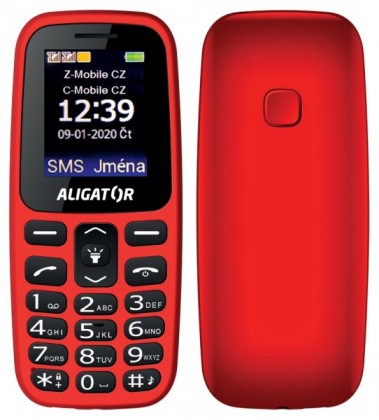 Tlačítkový telefon Aligator A220 červená