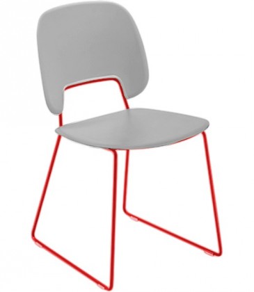 Traffic-t - Jídelní židle (lak červený mat, eko kůže bílá)