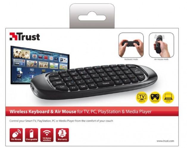 Trust Wireless Keyboard & Air Mouse pro TV, US, černá