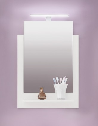 TTB - Zrcadlový panel s poličkou a osvětlením (bílá, zrcadlo)