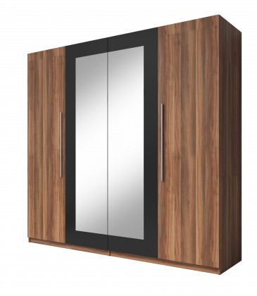 Vera - Skříň 228x214x58 cm, klasické dveře, zrcadlo, ořech