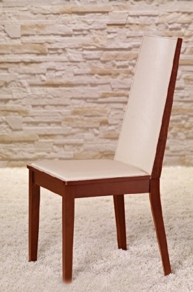 Vicente - Jídelní židle (třešeň/eko kůže krémová)